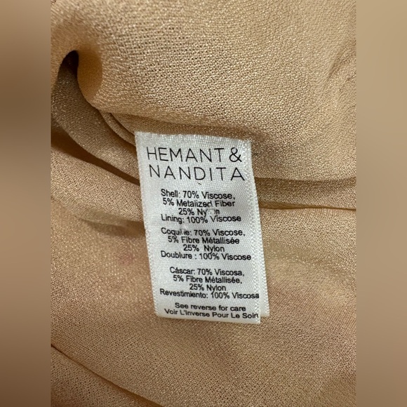 Hemant & Nandita NWT Red Beige Metalic Floral Mini Dress Size M - Picture 15 of 15